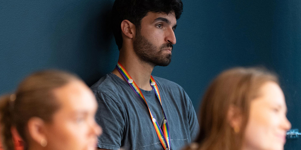 People listening to a presentation